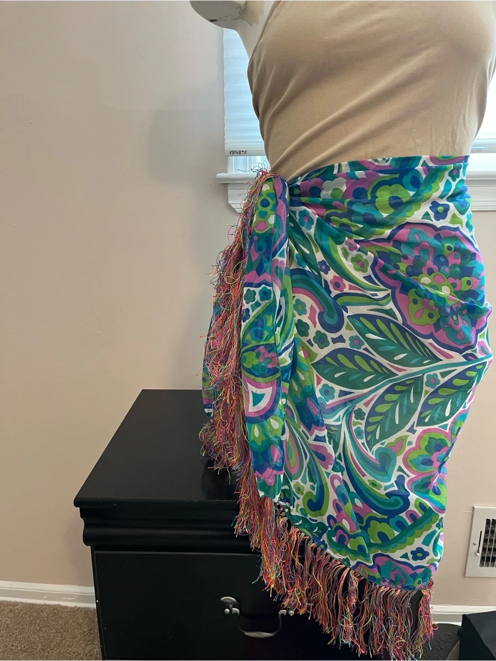 Women’s Floral Swim Sarong in Teal, Green & Pink